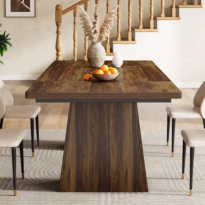 Table à manger de cuisine en bois de style rustique de 160 cm pour 4 à 6 personnes