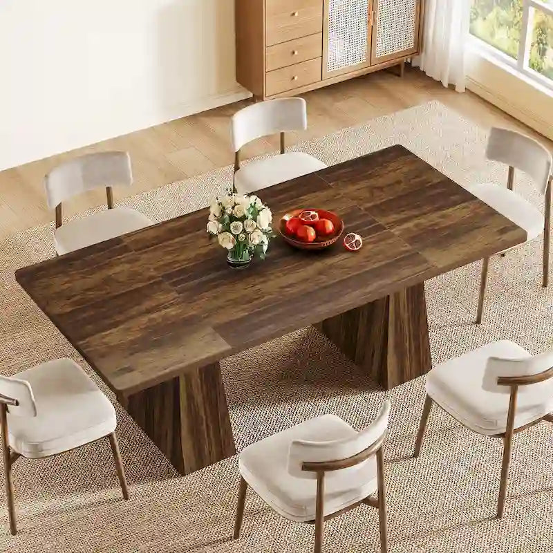 Table à manger de cuisine en bois de style rustique de 160 cm pour 4 à 6 personnes