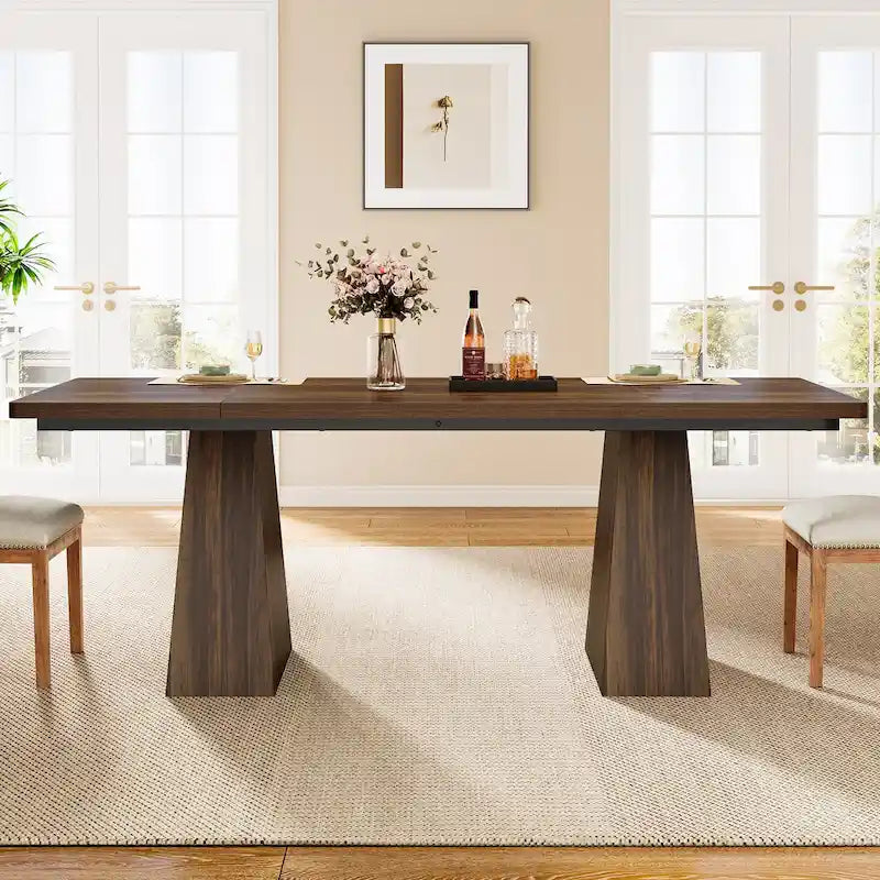 Table à manger de cuisine en bois de style rustique de 160 cm pour 4 à 6 personnes