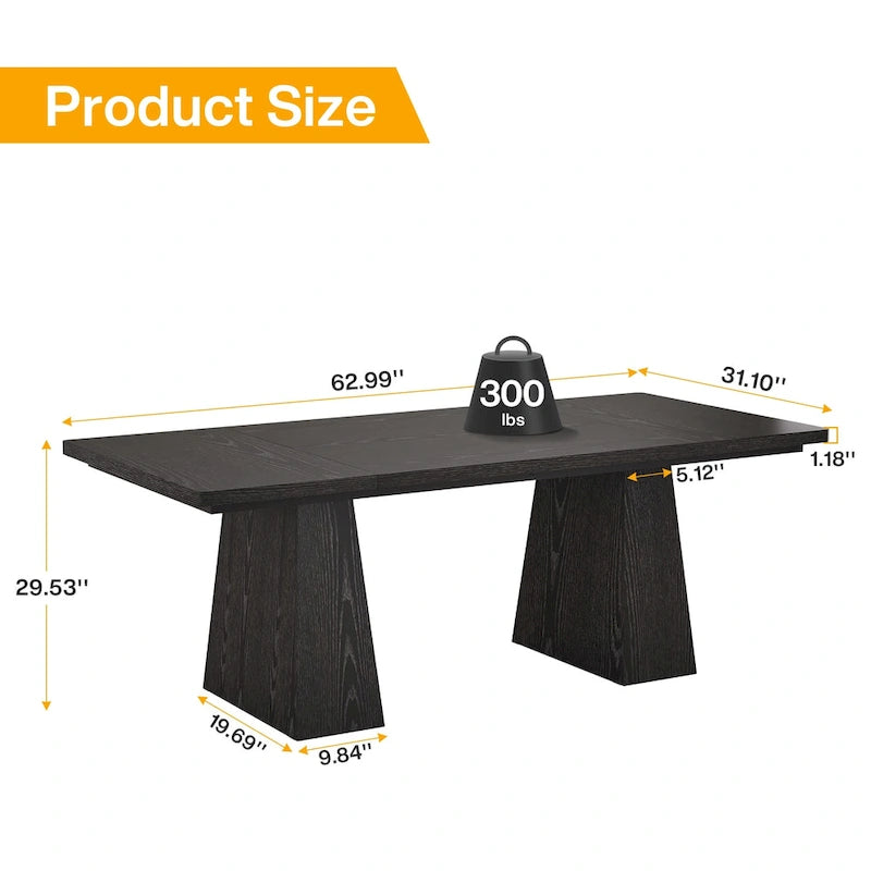 Table à manger de cuisine en bois de style rustique de 160 cm pour 4 à 6 personnes
