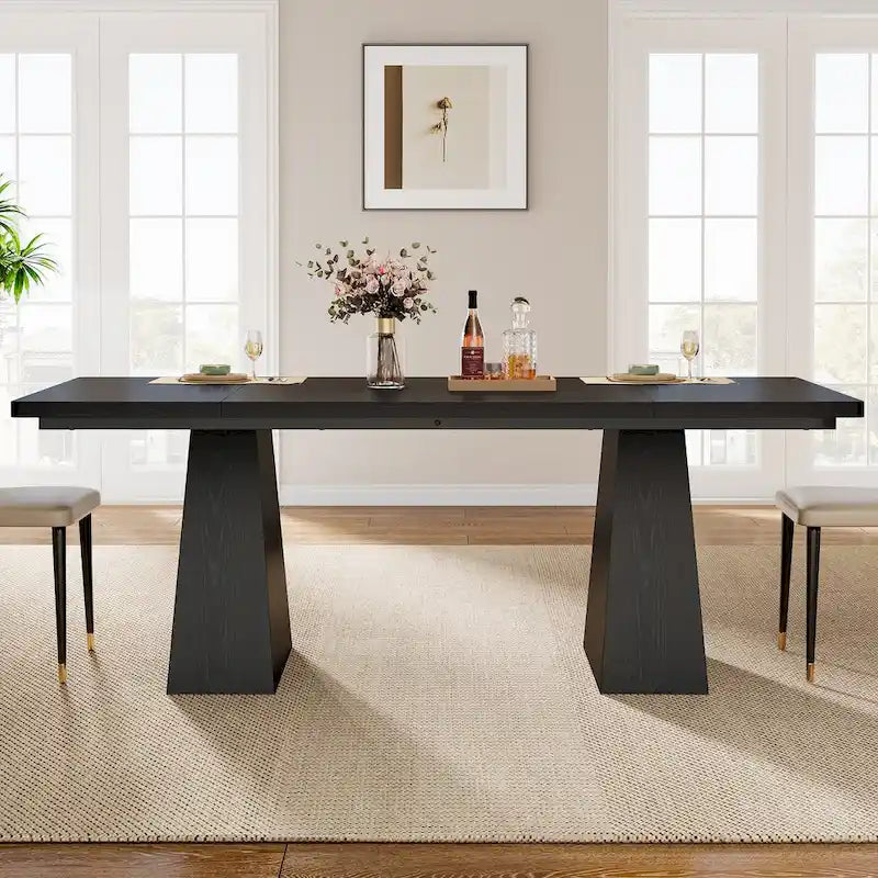 Table à manger de cuisine en bois de style rustique de 160 cm pour 4 à 6 personnes