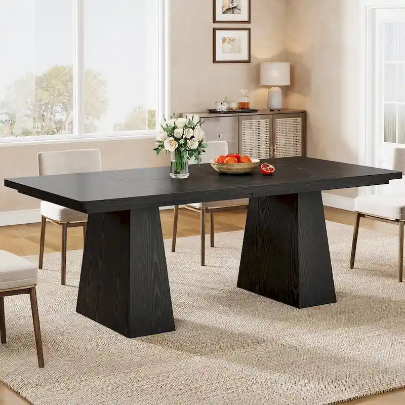 Table à manger de cuisine en bois de style rustique de 160 cm pour 4 à 6 personnes