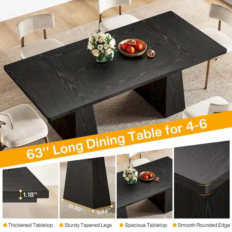 Table à manger de cuisine en bois de style rustique de 160 cm pour 4 à 6 personnes