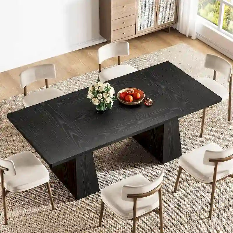 Table à manger de cuisine en bois de style rustique de 160 cm pour 4 à 6 personnes