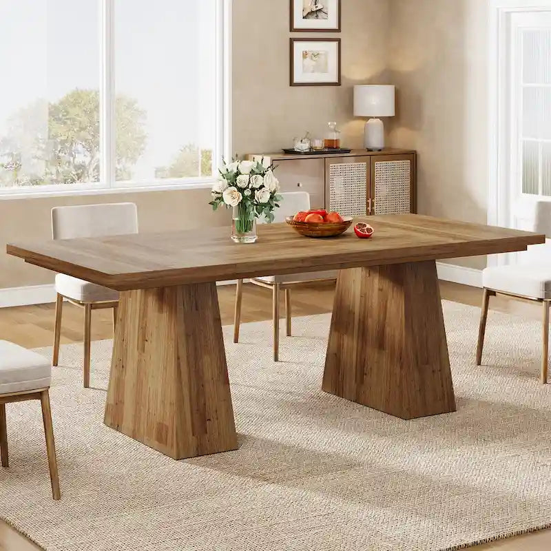 Table à manger de cuisine en bois de style rustique de 160 cm pour 4 à 6 personnes