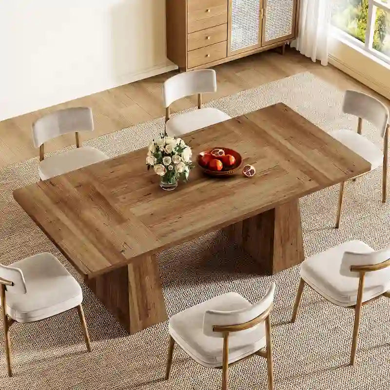 Table à manger de cuisine en bois de style rustique de 160 cm pour 4 à 6 personnes
