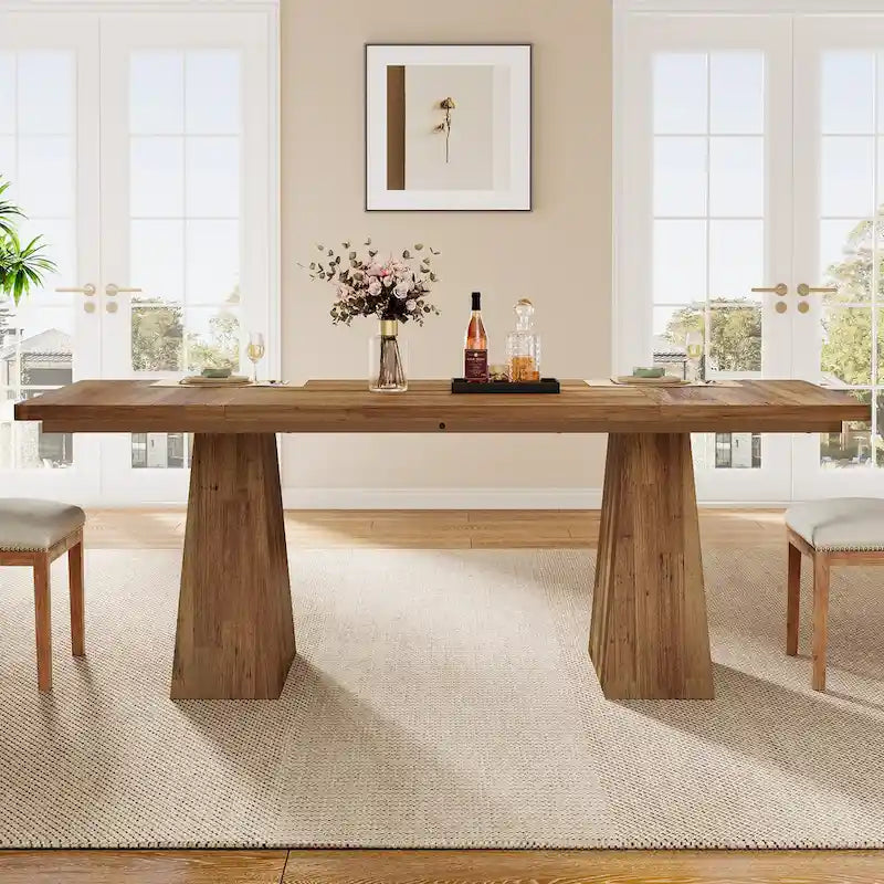 Table à manger de cuisine en bois de style rustique de 160 cm pour 4 à 6 personnes
