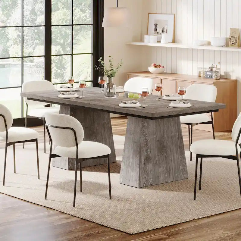 Table à manger de cuisine en bois de style rustique de 160 cm pour 4 à 6 personnes