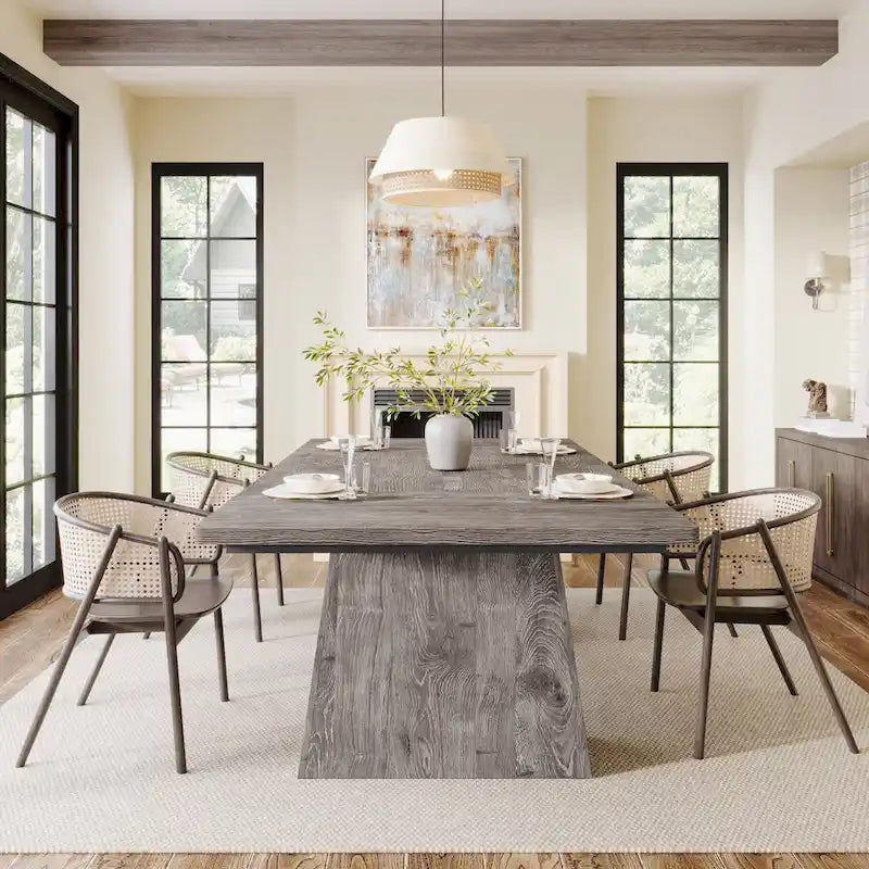 Table à manger de cuisine en bois de style rustique de 160 cm pour 4 à 6 personnes
