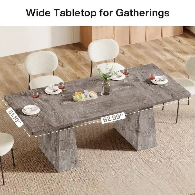 Table à manger de cuisine en bois de style rustique de 160 cm pour 4 à 6 personnes
