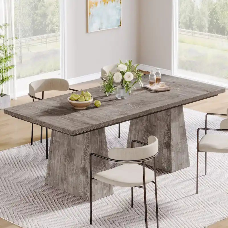 Table à manger de cuisine en bois de style rustique de 160 cm pour 4 à 6 personnes