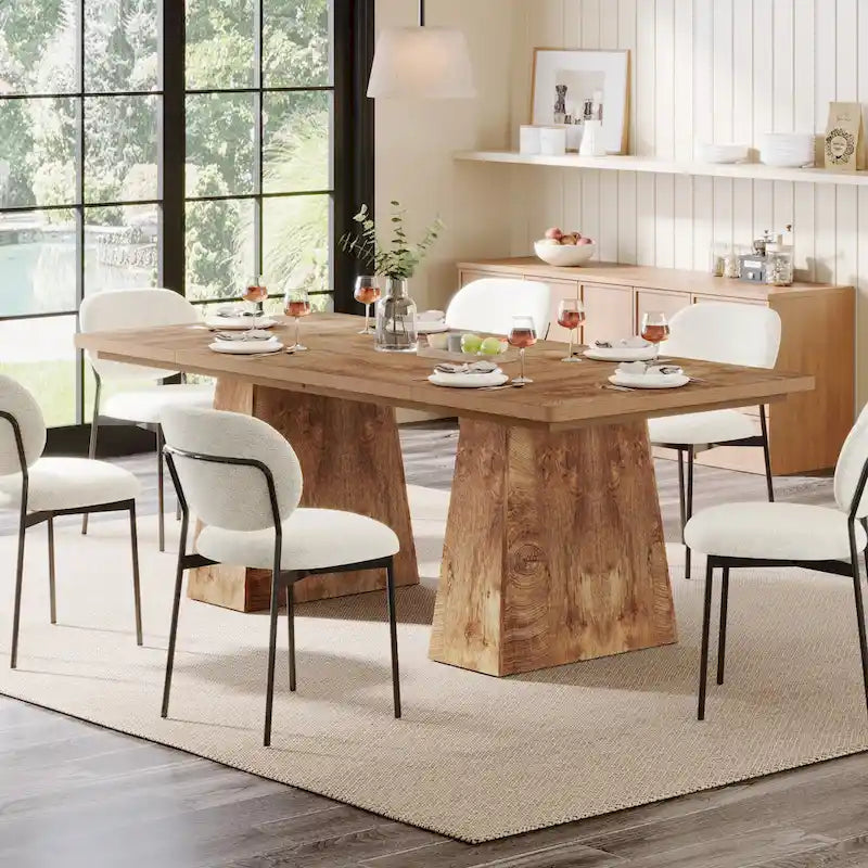 Table à manger de cuisine en bois de style rustique de 160 cm pour 4 à 6 personnes