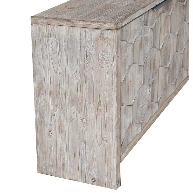 Buffet de salle à manger 60 po noir antique de style rustique, meuble de rangement avec 4 portes en bois
