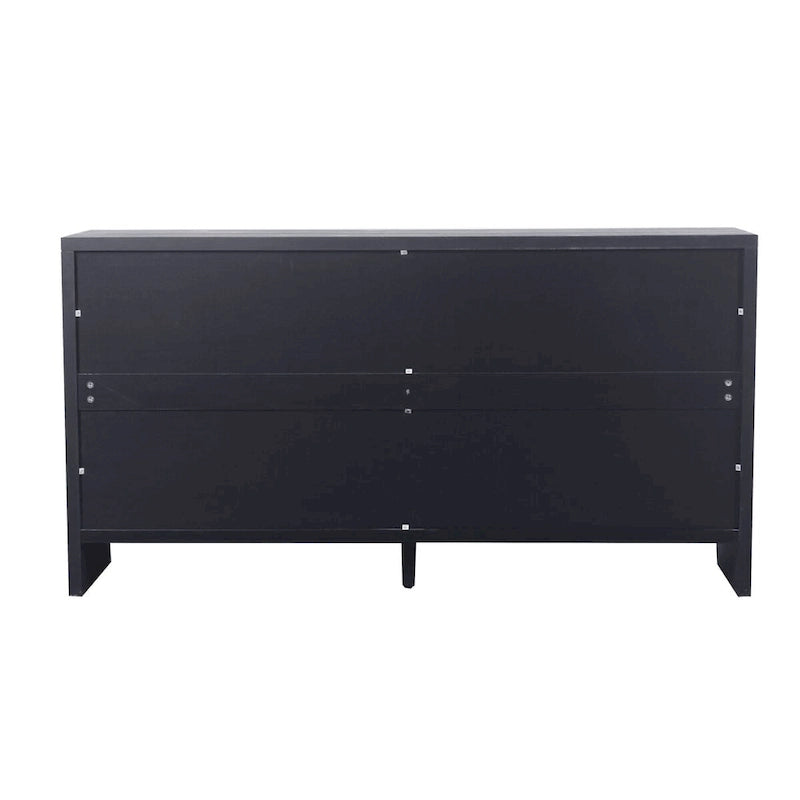 Buffet de salle à manger 60 po noir antique de style rustique, meuble de rangement avec 4 portes en bois