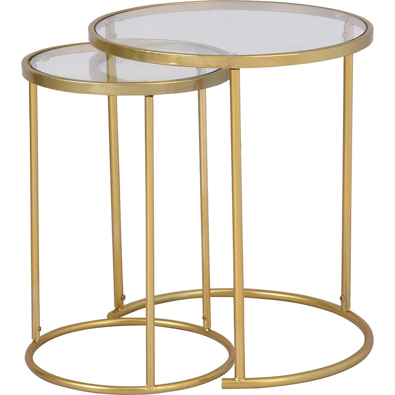 FirsTime & Co. Tables gigognes Stark dorées, lot de 2, fabrication artisanale américaine, doré, métal, 45,7 x 45,7 x 53,3 cm