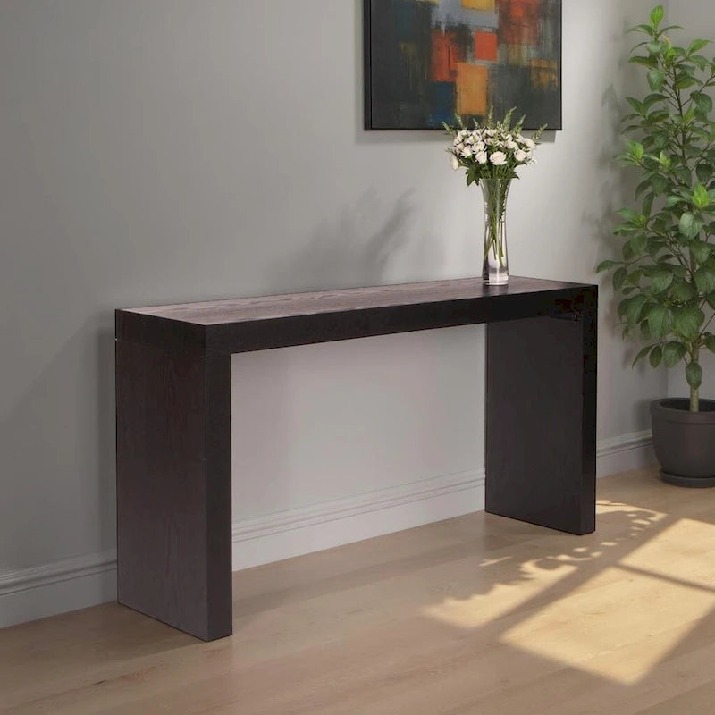 Allan Andrews Table console Dillon en placage de bois noir Carbon Loft