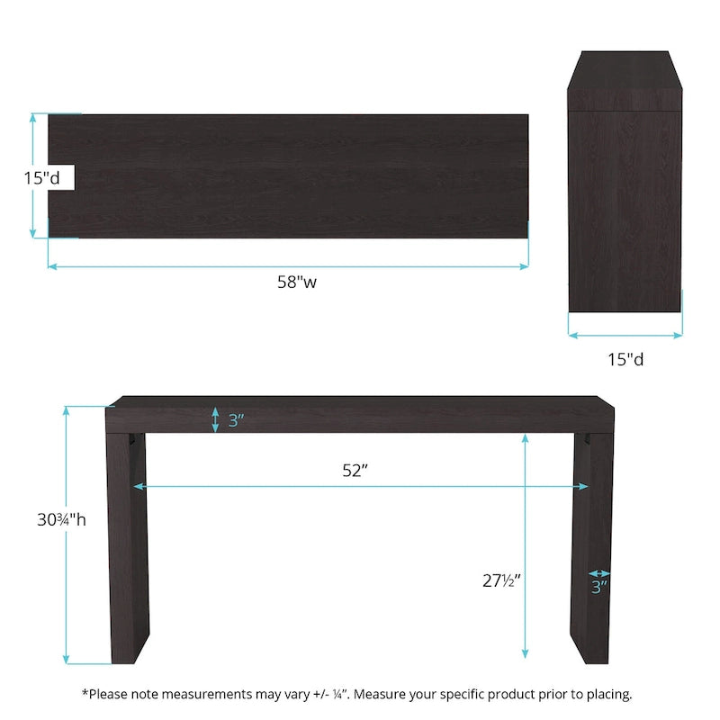 Allan Andrews Table console Dillon en placage de bois noir Carbon Loft
