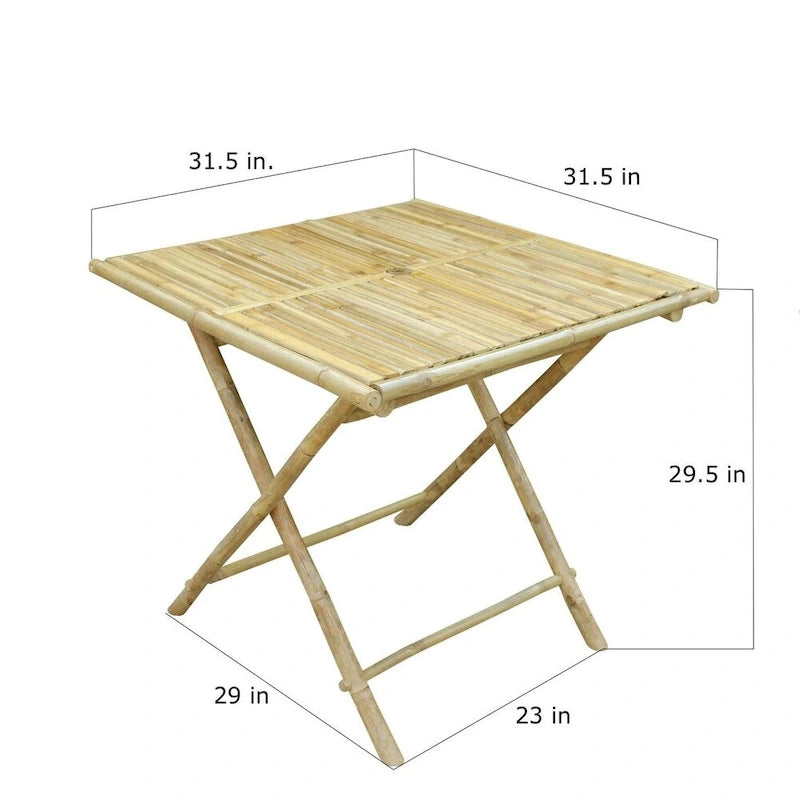Table pliante carrée en bambou