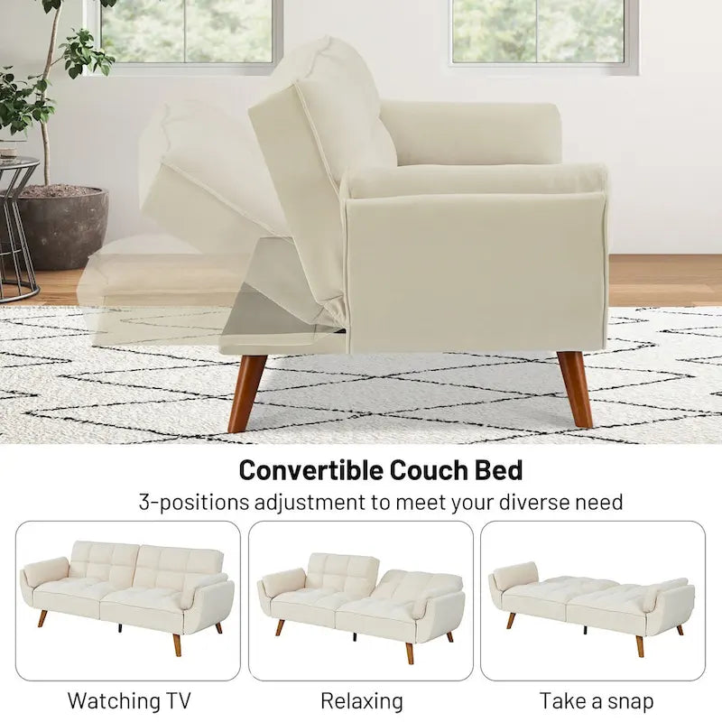 Canapé convertible futon avec oreillers, causeuse pliable pour salon