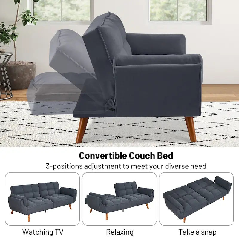 Canapé convertible futon avec oreillers, causeuse pliable pour salon