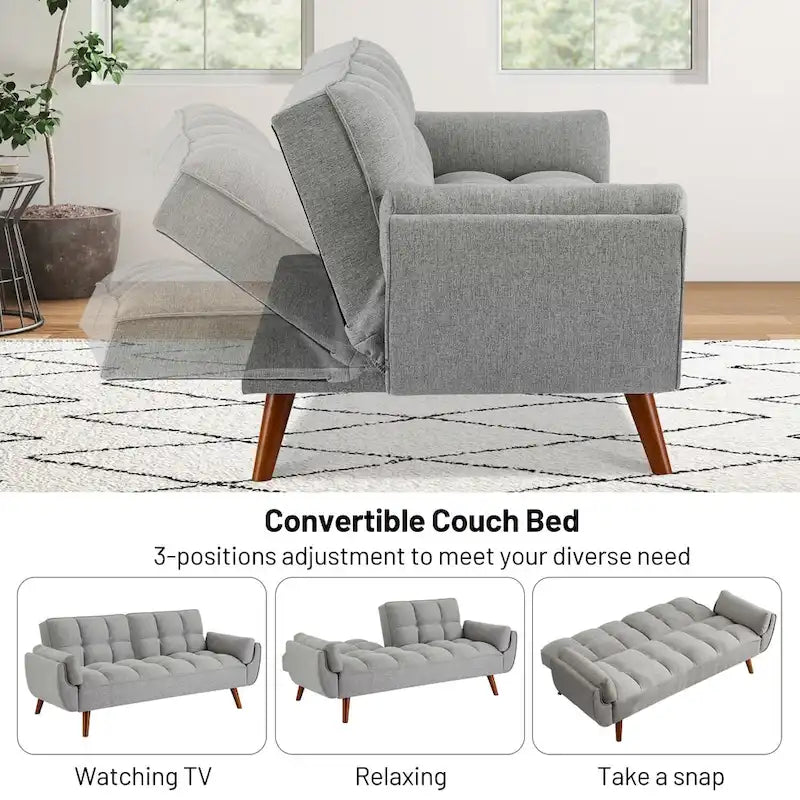 Canapé convertible futon avec oreillers, causeuse pliable pour salon