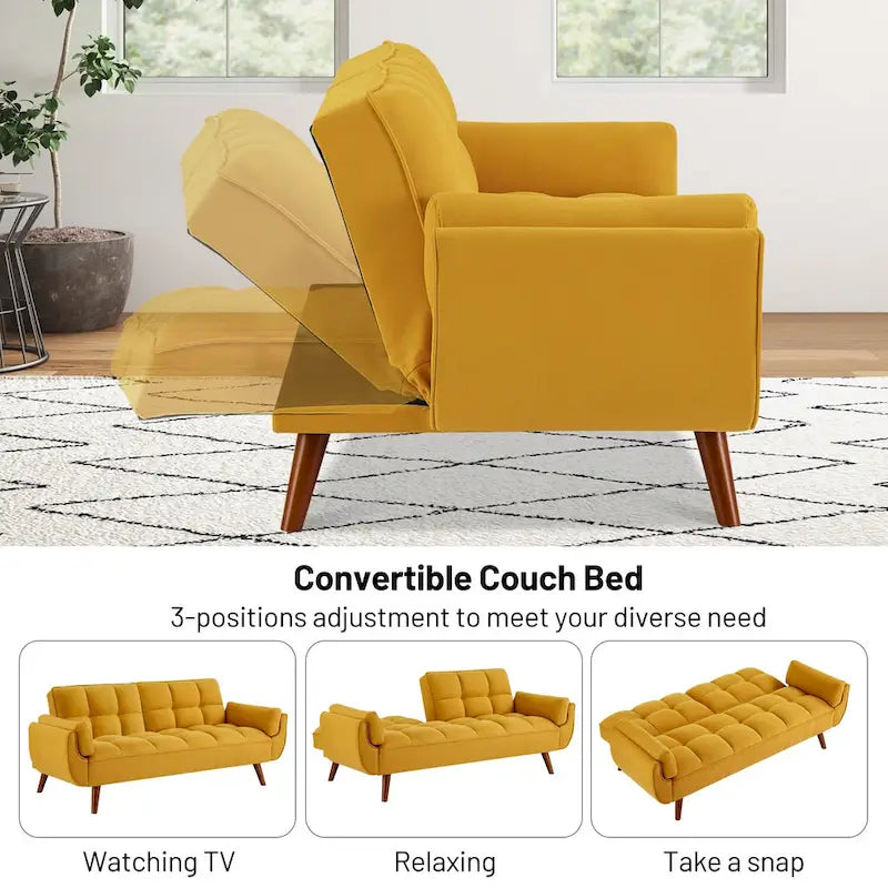 Canapé convertible futon avec oreillers, causeuse pliable pour salon