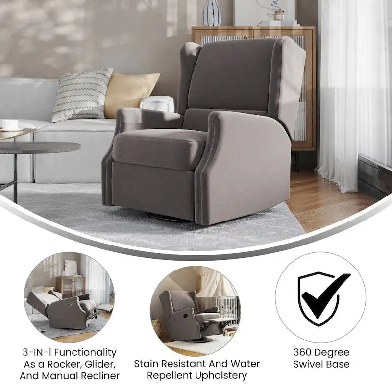 Fauteuil inclinable manuel rembourré à bascule pivotant à oreilles