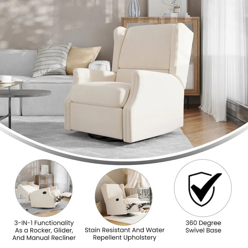 Fauteuil inclinable manuel rembourré à bascule pivotant à oreilles