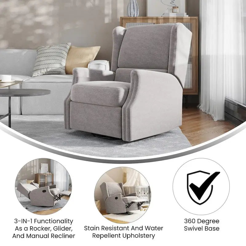 Fauteuil inclinable manuel rembourré à bascule pivotant à oreilles