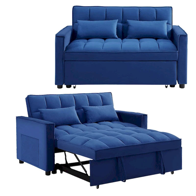 Canapé convertible en velours Aukfa avec pochette latérale