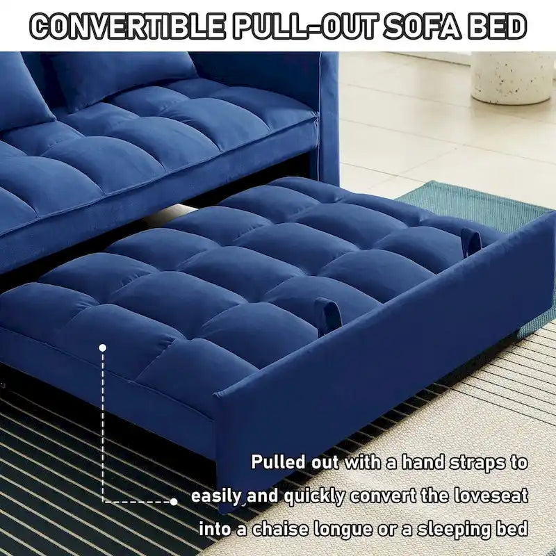 Canapé convertible en velours Aukfa avec pochette latérale