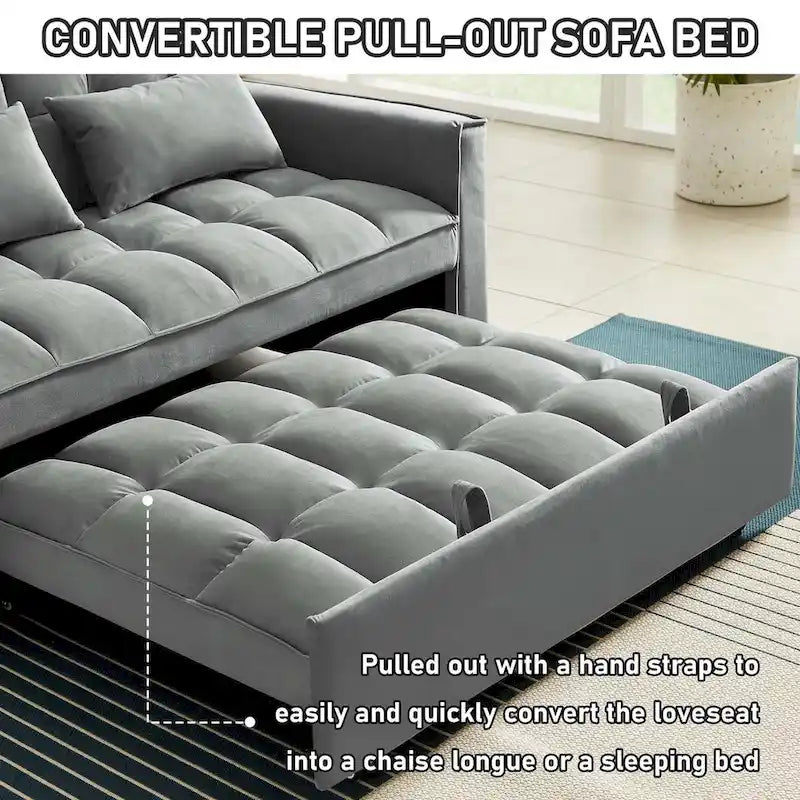 Canapé convertible en velours Aukfa avec pochette latérale