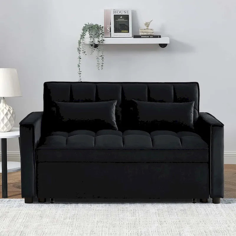 Canapé convertible en velours Aukfa avec pochette latérale
