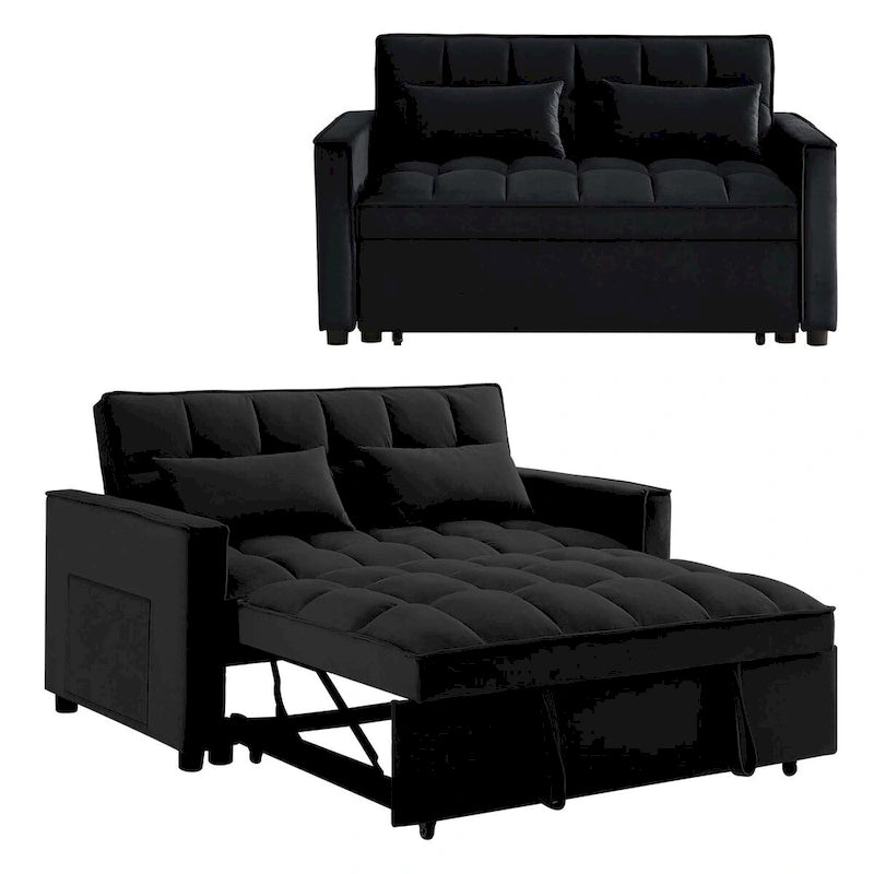 Canapé convertible en velours Aukfa avec pochette latérale