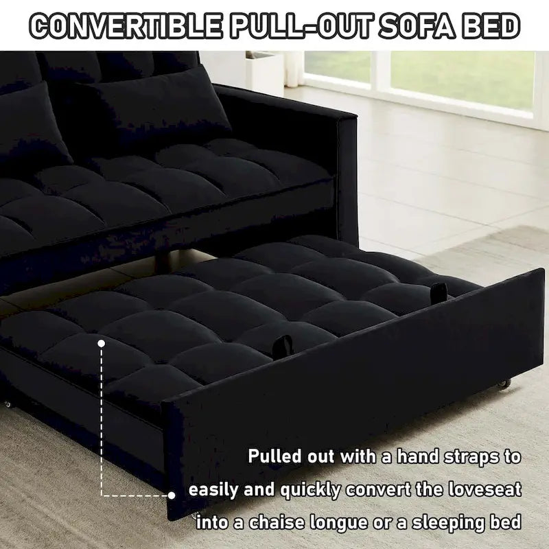 Canapé convertible en velours Aukfa avec pochette latérale
