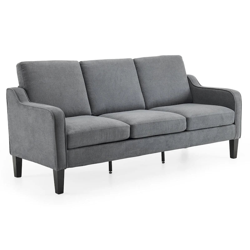 Canapé 3 places Erommy, canapé de 183 cm pour salon, canapé moderne en tissu avec 4 pieds en bois, 2 tiges de support en métal pour chambre à coucher