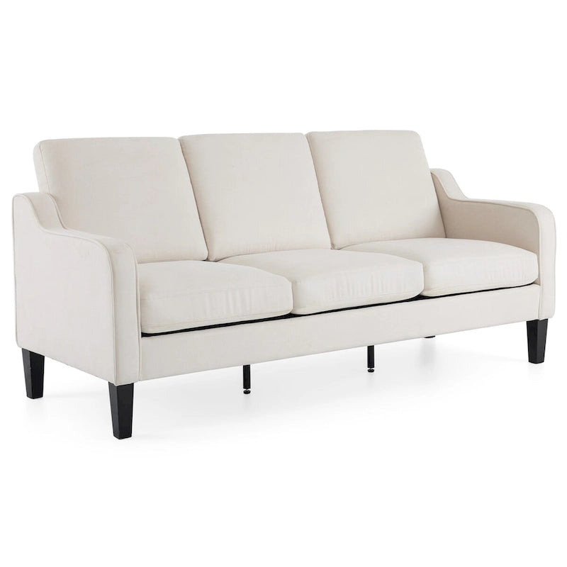 Canapé 3 places Erommy, canapé de 183 cm pour salon, canapé moderne en tissu avec 4 pieds en bois, 2 tiges de support en métal pour chambre à coucher