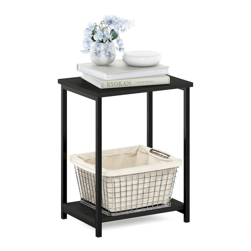 Furinno Simplistic Table d'appoint avec cadre en métal industriel, lot de 1, Espresso
