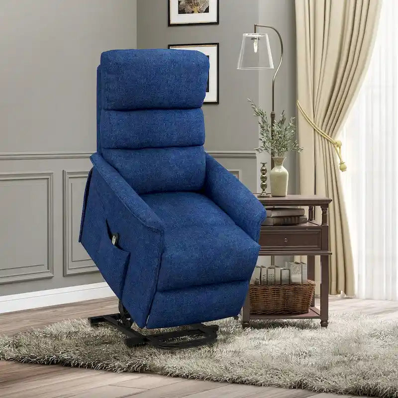 Fauteuil inclinable releveur électrique HOMCOM pour personnes âgées, montage facile, fauteuil releveur en tissu avec télécommande, poches latérales pour salon