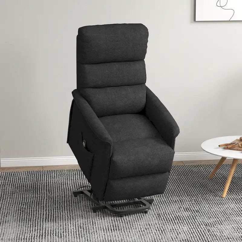 Fauteuil inclinable releveur électrique HOMCOM pour personnes âgées, montage facile, fauteuil releveur en tissu avec télécommande, poches latérales pour salon