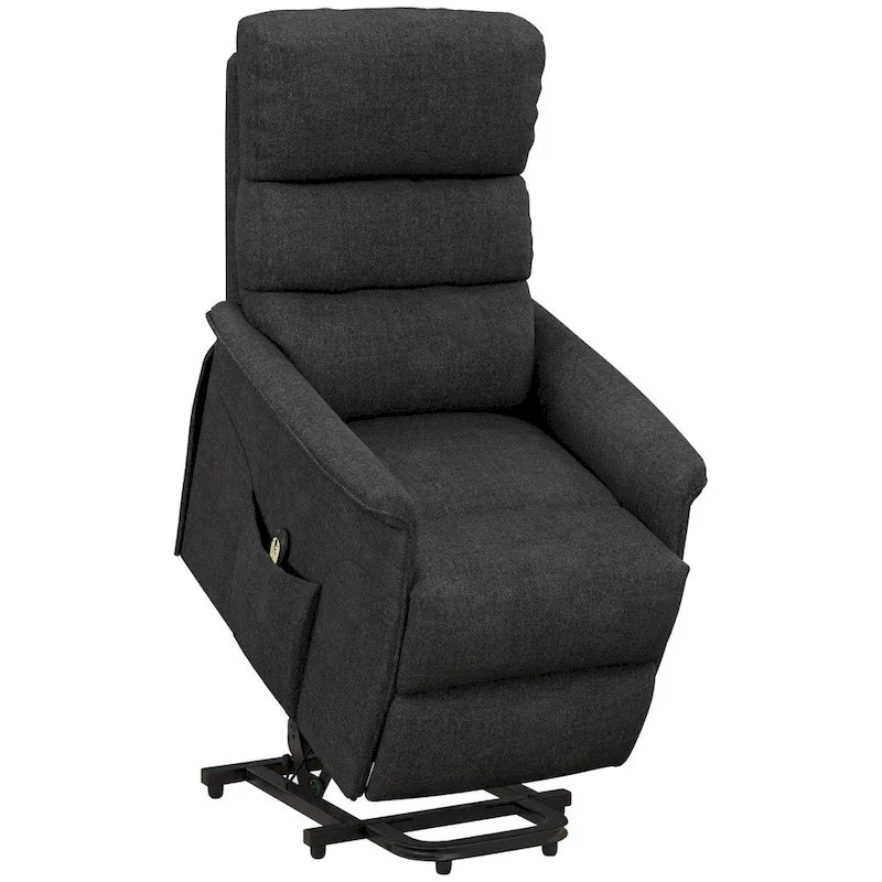 Fauteuil inclinable releveur électrique HOMCOM pour personnes âgées, montage facile, fauteuil releveur en tissu avec télécommande, poches latérales pour salon
