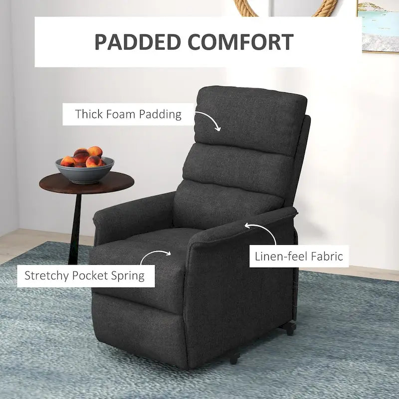 Fauteuil inclinable releveur électrique HOMCOM pour personnes âgées, montage facile, fauteuil releveur en tissu avec télécommande, poches latérales pour salon