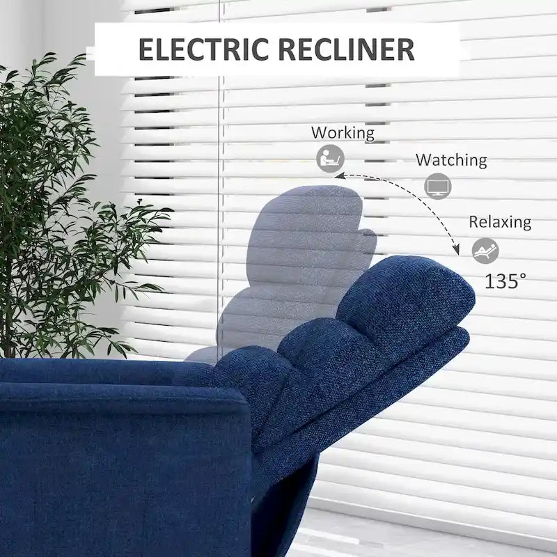 Fauteuil inclinable releveur électrique HOMCOM pour personnes âgées, montage facile, fauteuil releveur en tissu avec télécommande, poches latérales pour salon