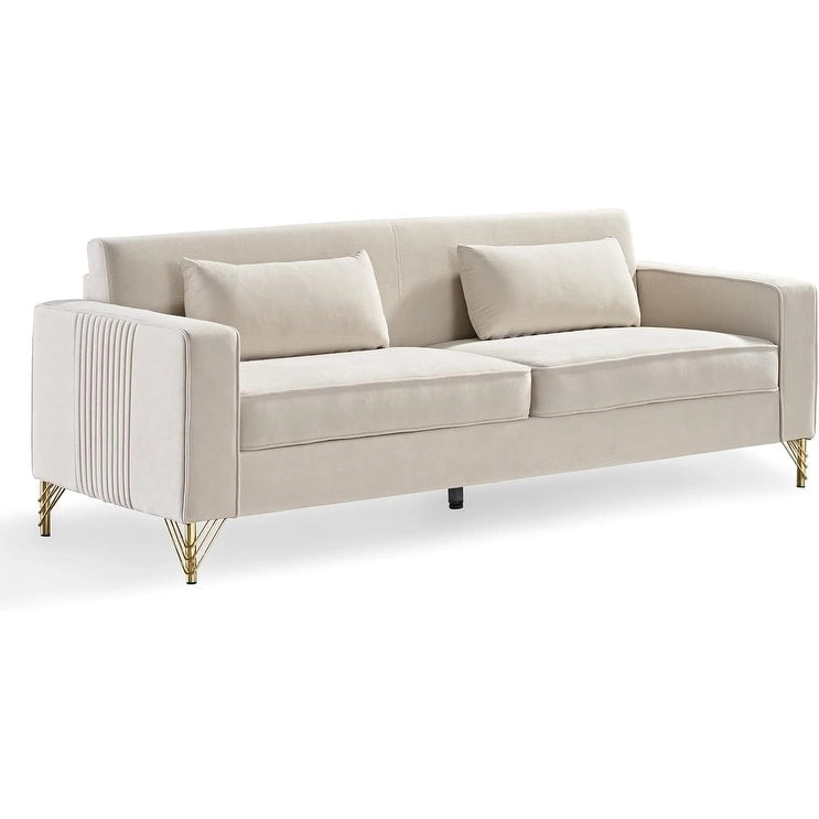Canapés en velours esthétiques 85,8" pour salon, canapé 3 places au charme moderne classique et au confort luxueux et moelleux