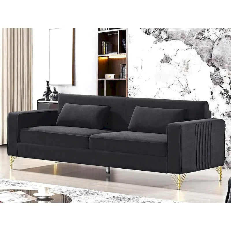 Canapés en velours esthétiques 85,8" pour salon, canapé 3 places au charme moderne classique et au confort luxueux et moelleux