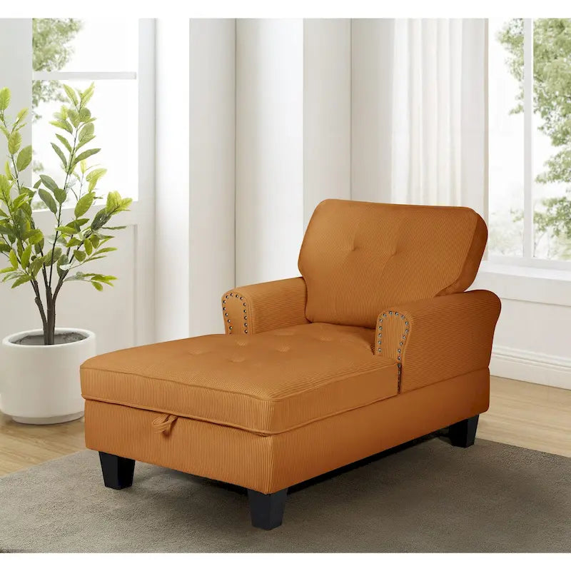 Chaise longue convertible pour intérieur, canapé-lit, fauteuil de salon rembourré pour chambre et salon avec rivets, beige