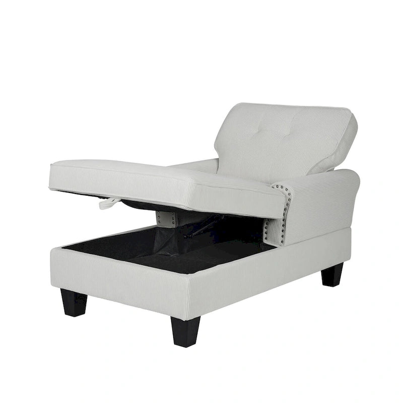 Chaise longue convertible pour intérieur, canapé-lit, fauteuil de salon rembourré pour chambre et salon avec rivets, beige