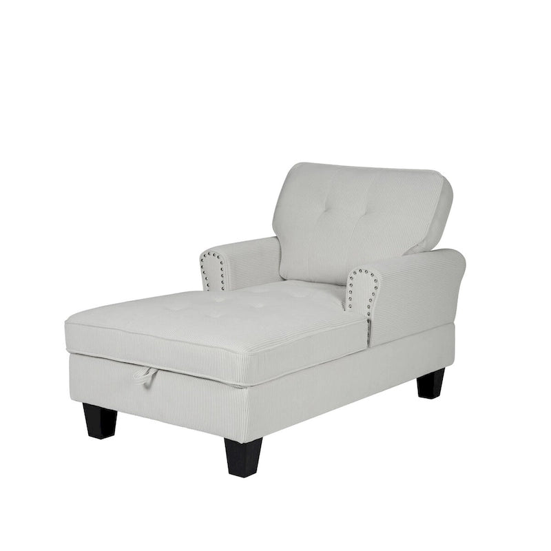 Chaise longue convertible pour intérieur, canapé-lit, fauteuil de salon rembourré pour chambre et salon avec rivets, beige