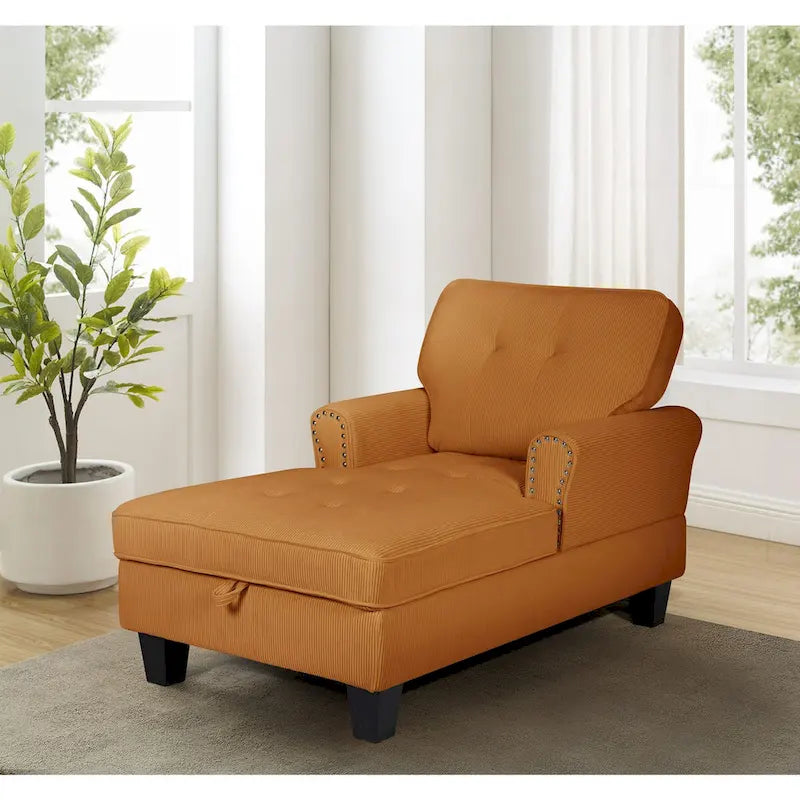 Chaise longue convertible pour intérieur, canapé-lit, fauteuil de salon rembourré pour chambre et salon avec rivets, beige