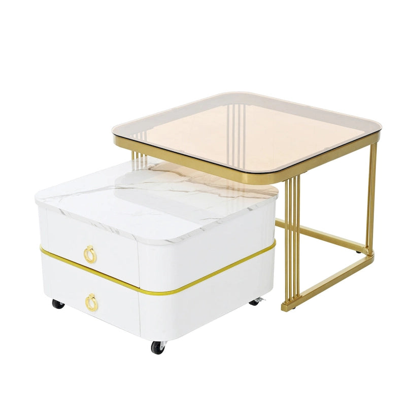 Table basse gigogne carrée 2-en-1 Harper&Bright Designs avec roulettes